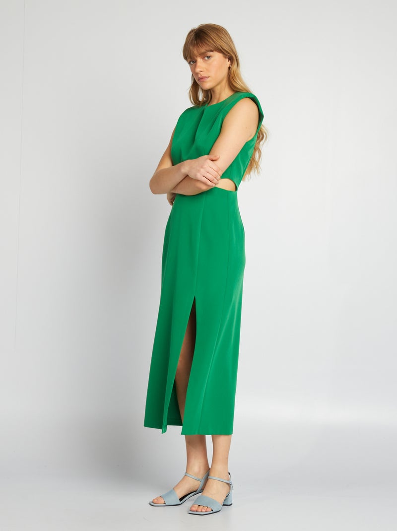Vestido largo con aberturas verde - Kiabi