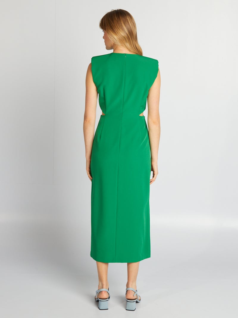 Vestido largo con aberturas verde - Kiabi