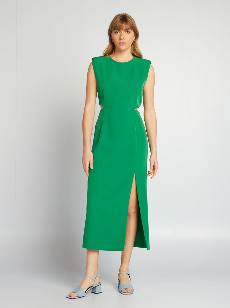 Vestido largo con aberturas verde - Kiabi