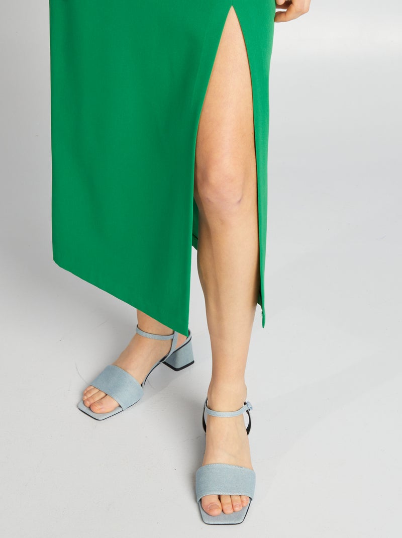 Vestido largo con aberturas verde - Kiabi