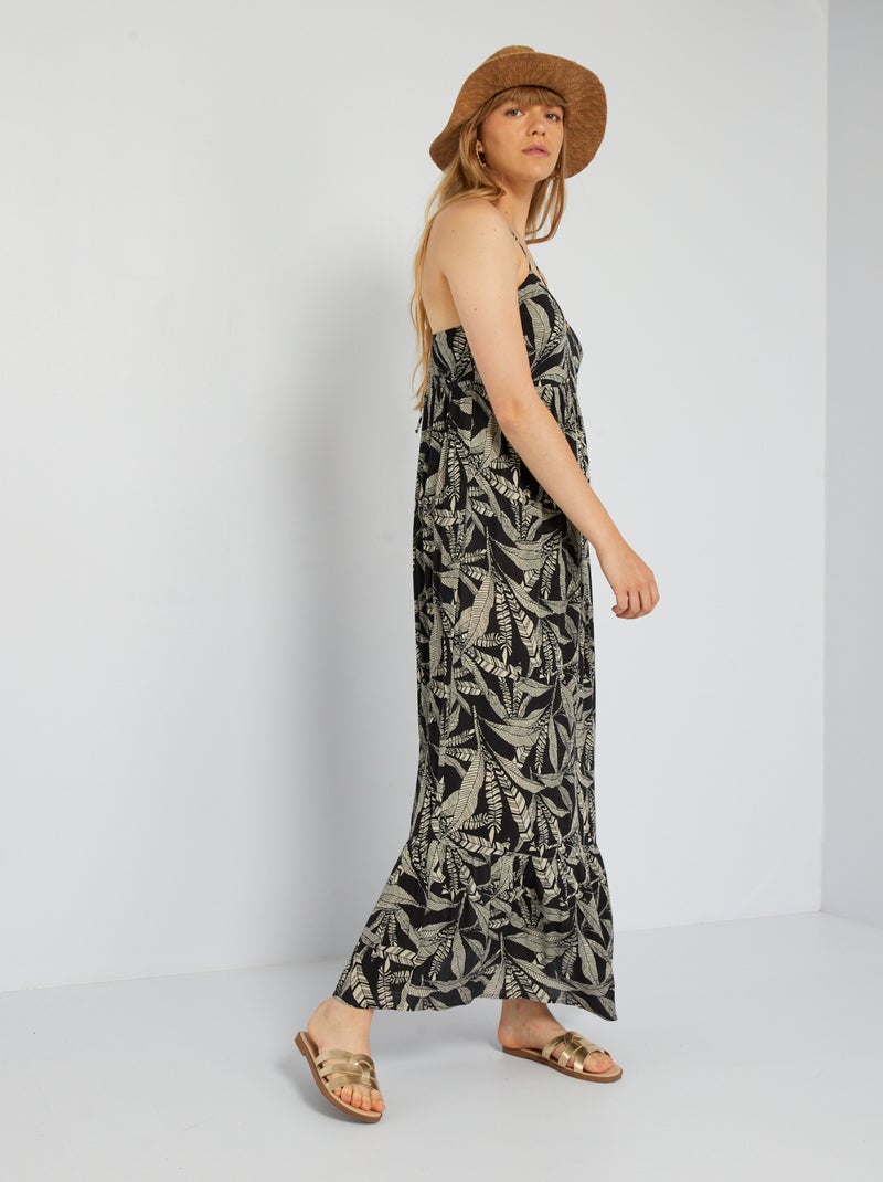 Vestido largo con acabado a capas NEGRO - Kiabi