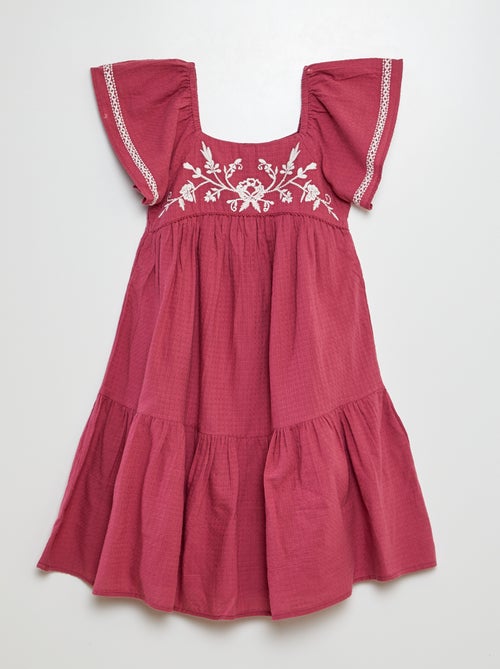 Vestido largo con bordados - Kiabi