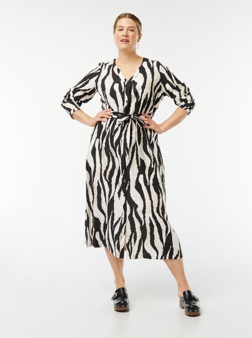 Vestido largo con cierre de botones completo - Kiabi