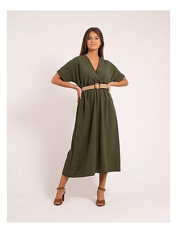 Vestido largo con cinturón ICALEST