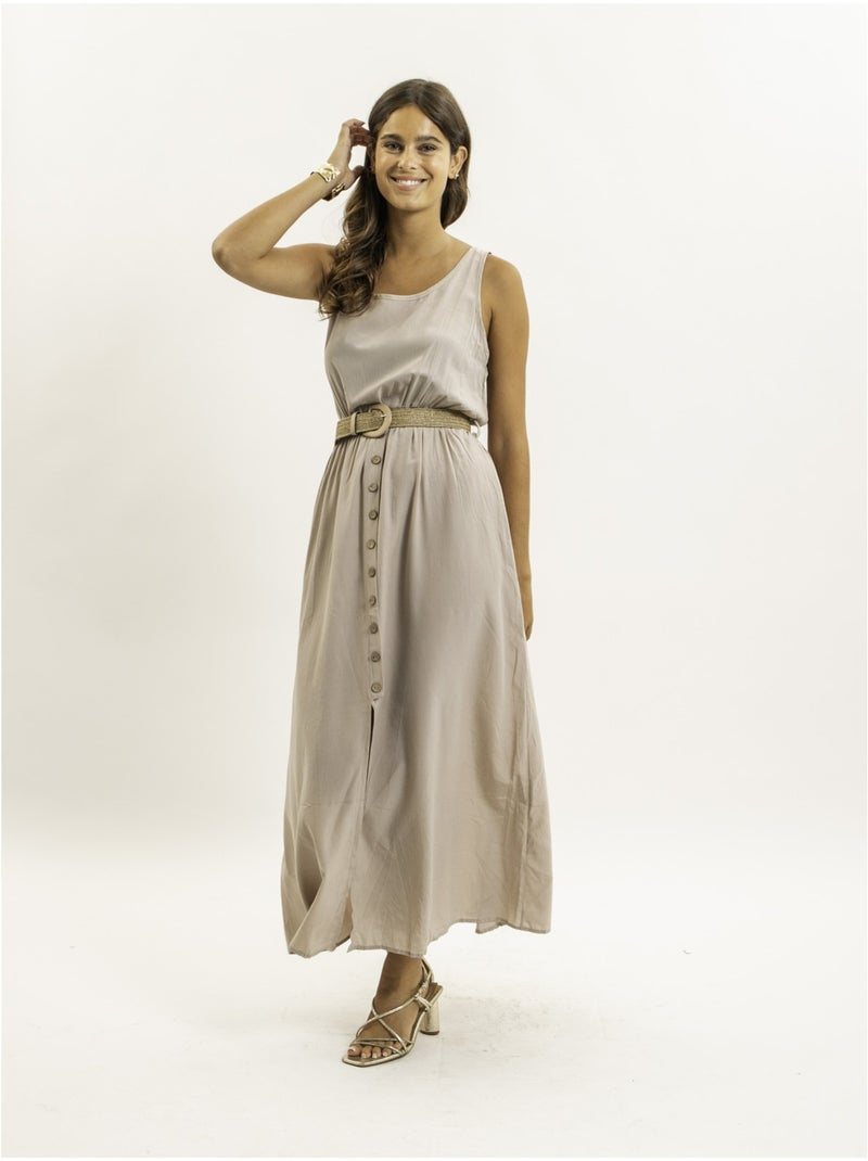 Vestido largo con cinturón ILANEL Beige - Kiabi