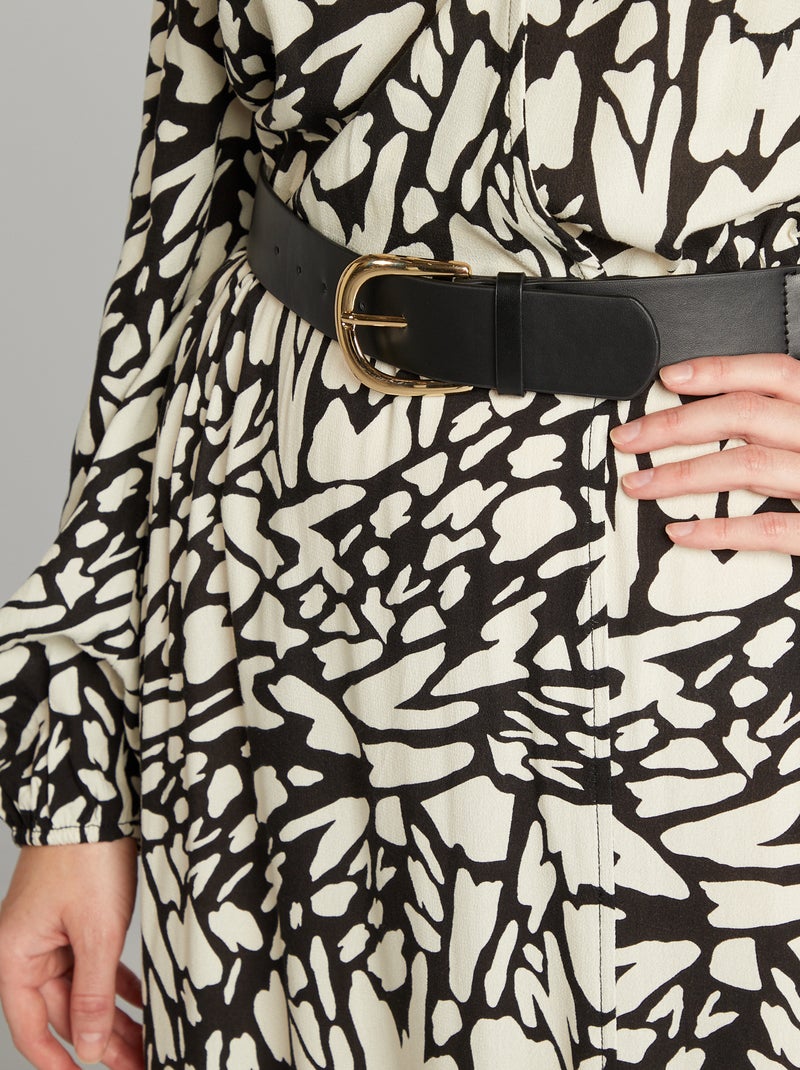 Vestido largo con cinturón NEGRO - Kiabi