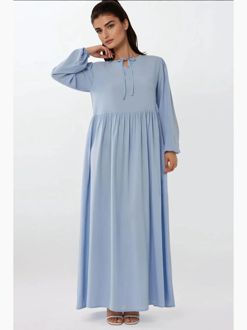 Vestido largo con corte en a y cuello redondo hiccup Azul - Kiabi