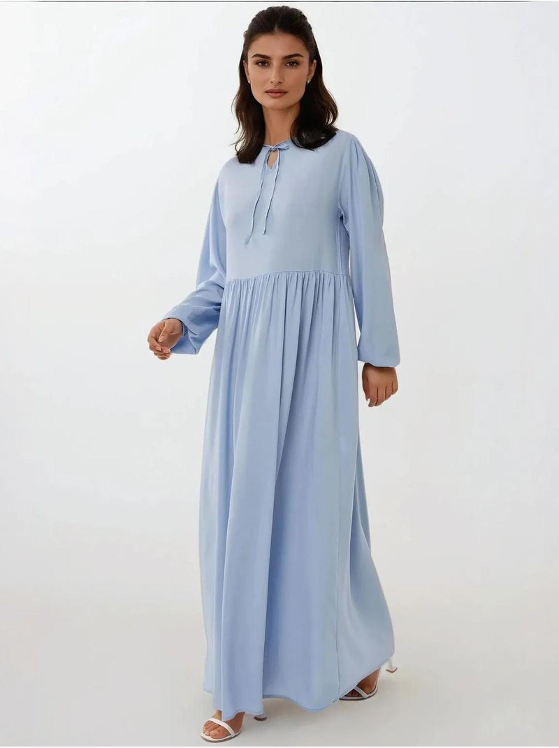 Vestido largo con corte en a y cuello redondo hiccup Azul - Kiabi
