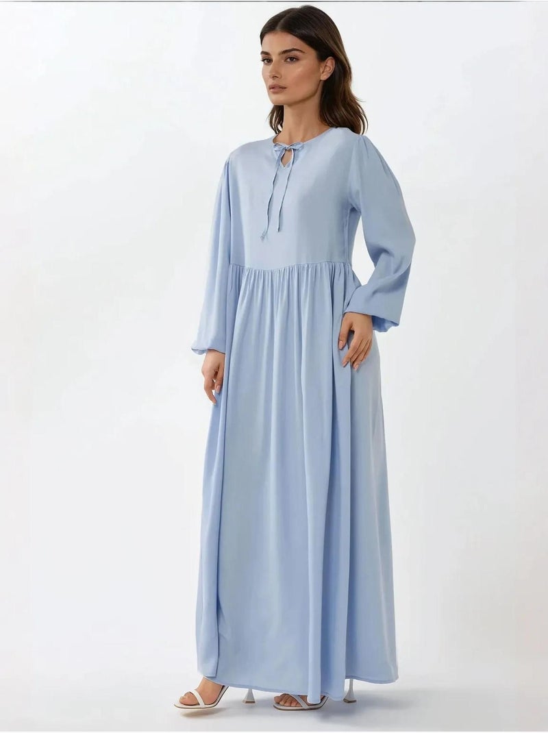 Vestido largo con corte en a y cuello redondo hiccup Azul - Kiabi