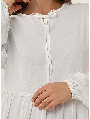 Vestido largo con corte en a y cuello redondo hiccup