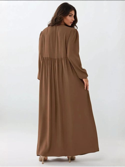 Vestido largo con corte en a y cuello redondo hiccup - Kiabi Vestido largo con corte en a y cuello redondo hiccup - Kiabi