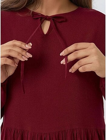 Vestido largo con corte en a y cuello redondo hiccup