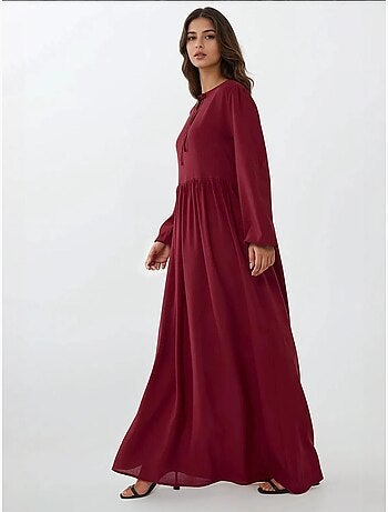 Vestido largo con corte en a y cuello redondo hiccup