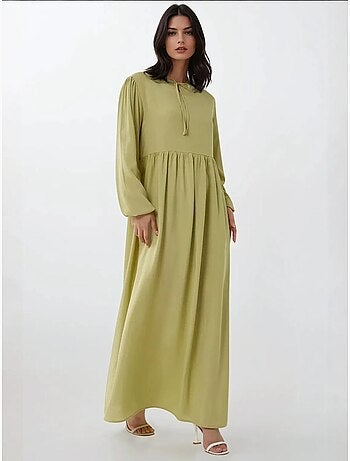 Vestido largo con corte en a y cuello redondo hiccup