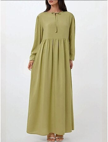 Vestido largo con corte en a y cuello redondo hiccup