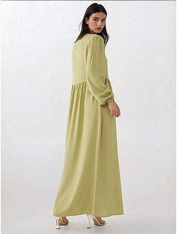 Vestido largo con corte en a y cuello redondo hiccup