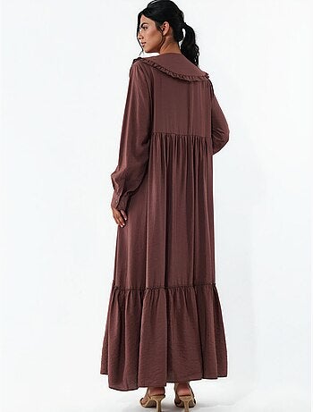 Vestido largo con cuello baby y cierre de botones bdart