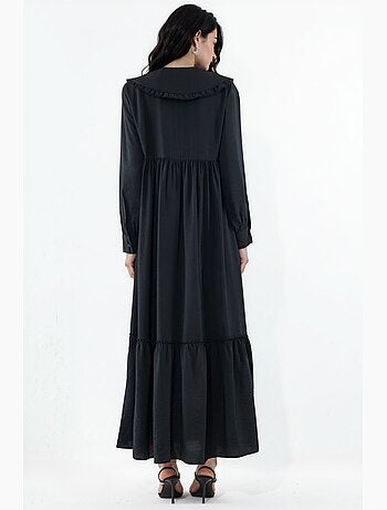 Vestido largo con cuello baby y cierre de botones bdart