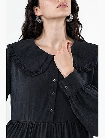 Vestido largo con cuello baby y cierre de botones bdart