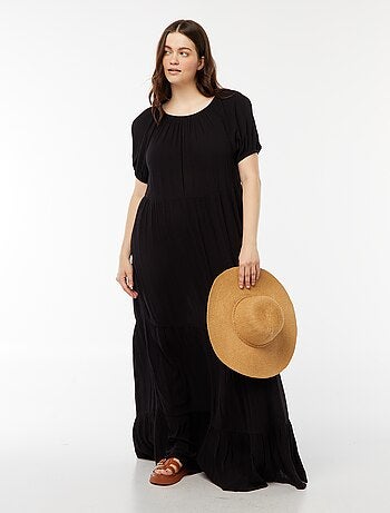 Vestido largo con cuello bardot
