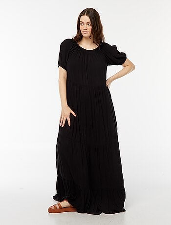 Vestido largo con cuello bardot