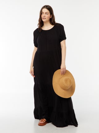 Vestido largo con cuello bardot