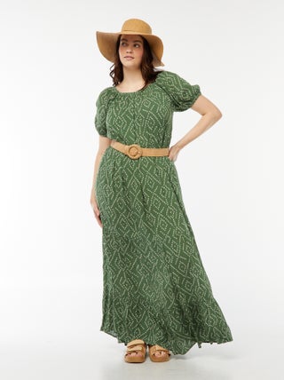 Vestido largo con cuello bardot