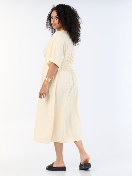 Vestido largo con cuello cruzado y joya de fantasía - Kiabi