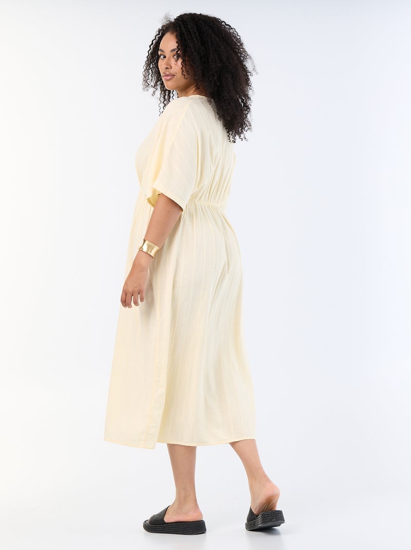 Vestido largo con cuello cruzado y joya de fantasía Amarillo - Kiabi