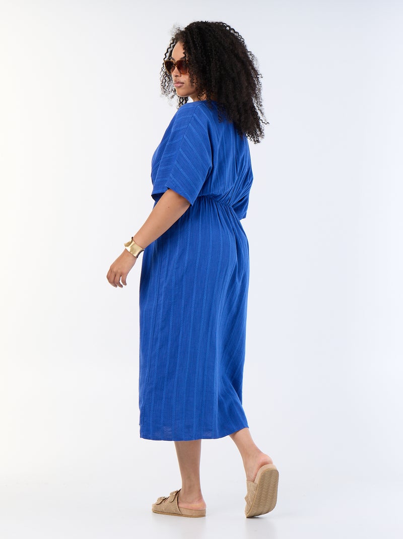 Vestido largo con cuello cruzado y joya de fantasía Azul - Kiabi