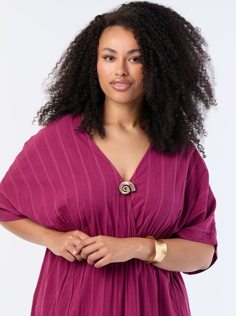 Vestido largo con cuello cruzado y joya de fantasía Purpura - Kiabi