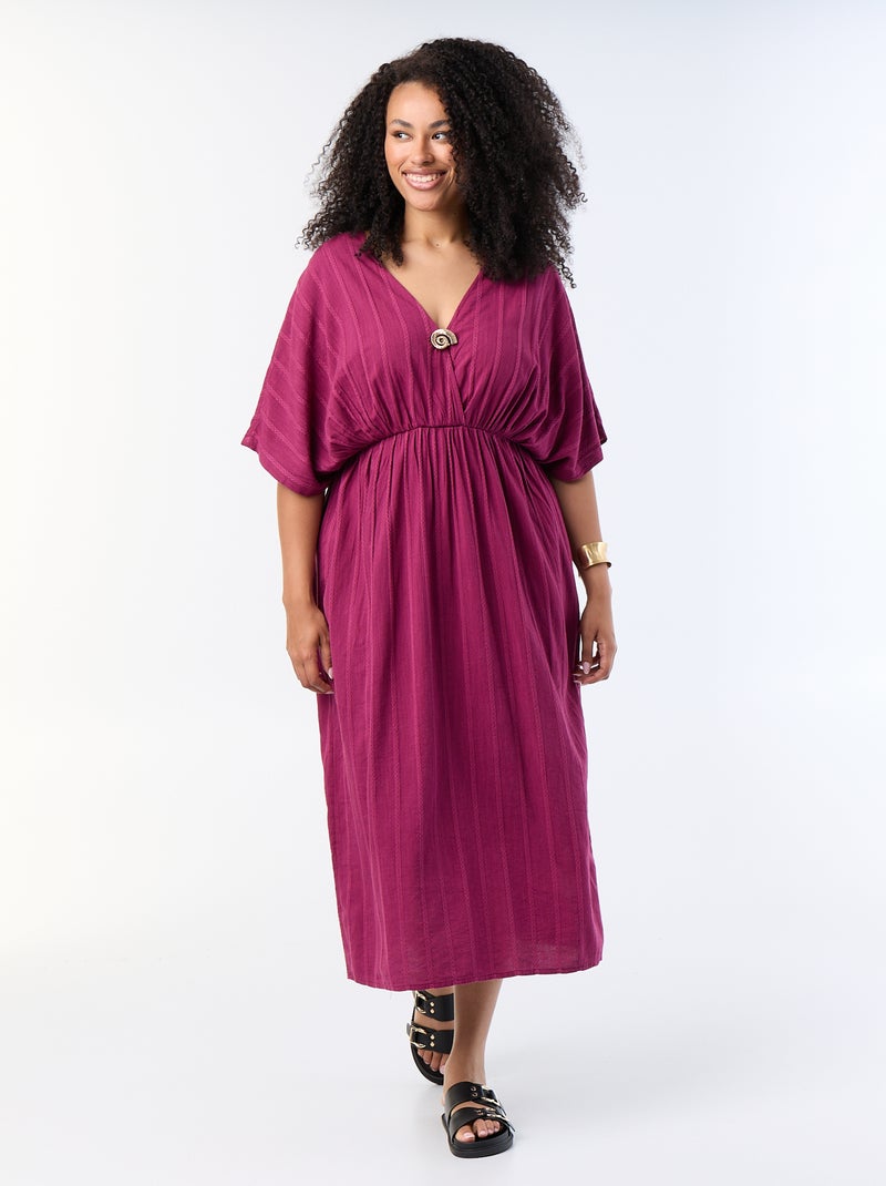 Vestido largo con cuello cruzado y joya de fantasía Purpura - Kiabi