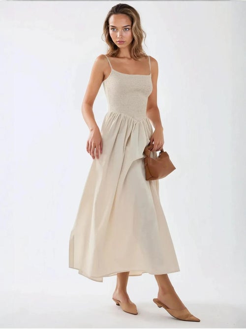 Vestido largo con cuello cuadrado y forma de a hiccup - Kiabi