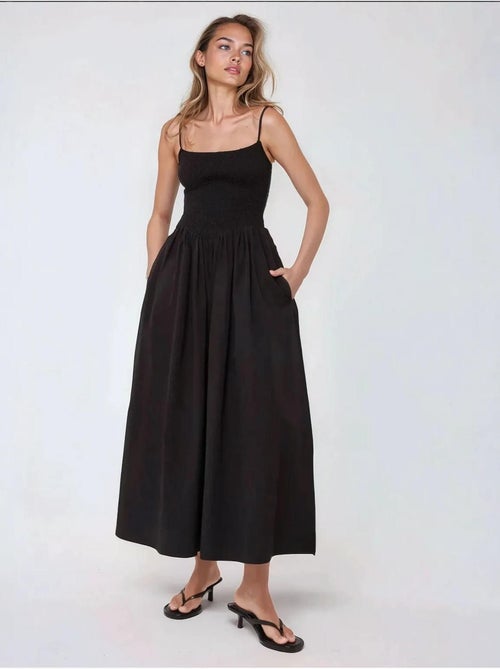 Vestido largo con cuello cuadrado y forma de a hiccup - Kiabi