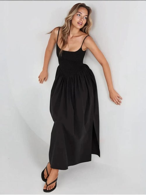 Vestido largo con cuello cuadrado y forma de a hiccup - Kiabi
