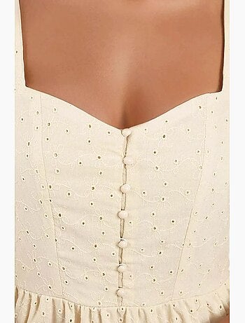 Vestido largo con cuello de corazón bordado hiccup