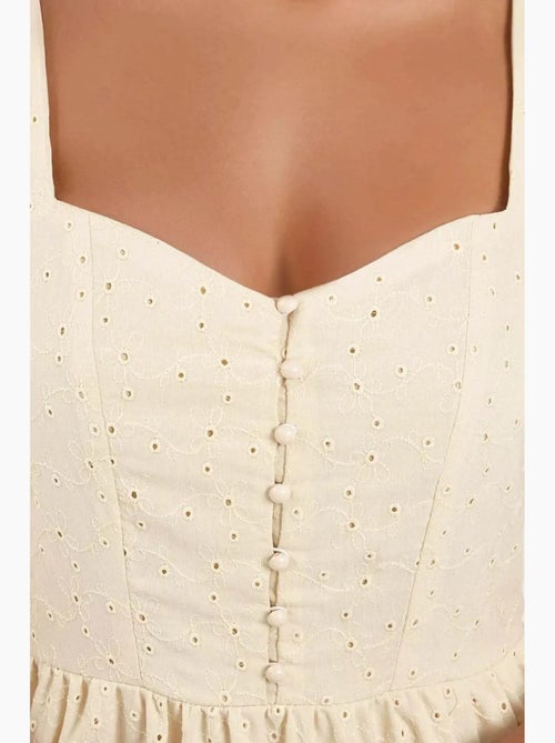 Vestido largo con cuello de corazón bordado hiccup - Kiabi