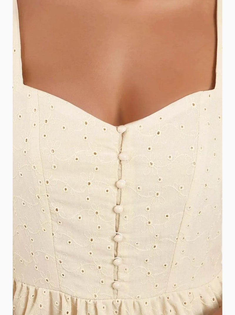 Vestido largo con cuello de corazón bordado hiccup Arena - Kiabi
