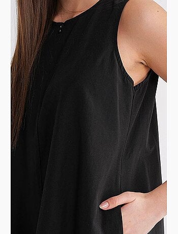 Vestido largo con cuello de tippet y detalle de volante mixray