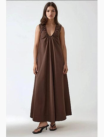Vestido largo con cuello en u hiccup