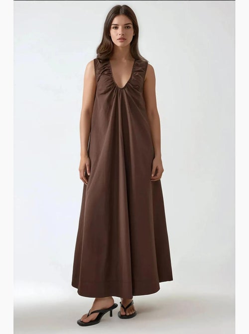 Vestido largo con cuello en u hiccup - Kiabi Vestido largo con cuello en u hiccup - Kiabi