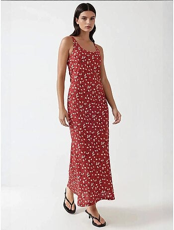 Vestido largo con cuello en u y estampado floral de allower hiccup
