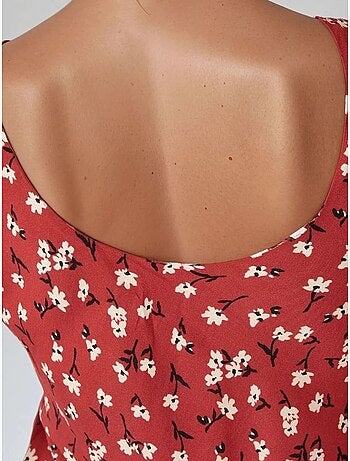 Vestido largo con cuello en u y estampado floral de allower hiccup