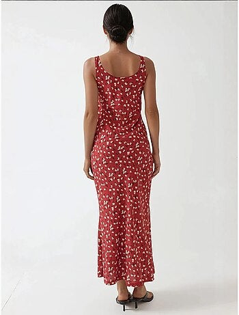 Vestido largo con cuello en u y estampado floral de allower hiccup