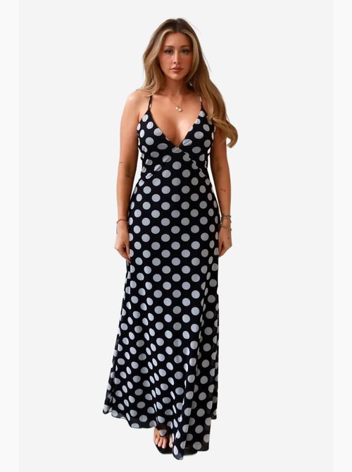 Vestido largo con cuello en v texturizado hiccup - Kiabi