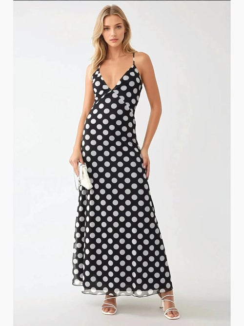 Vestido largo con cuello en v texturizado hiccup - Kiabi