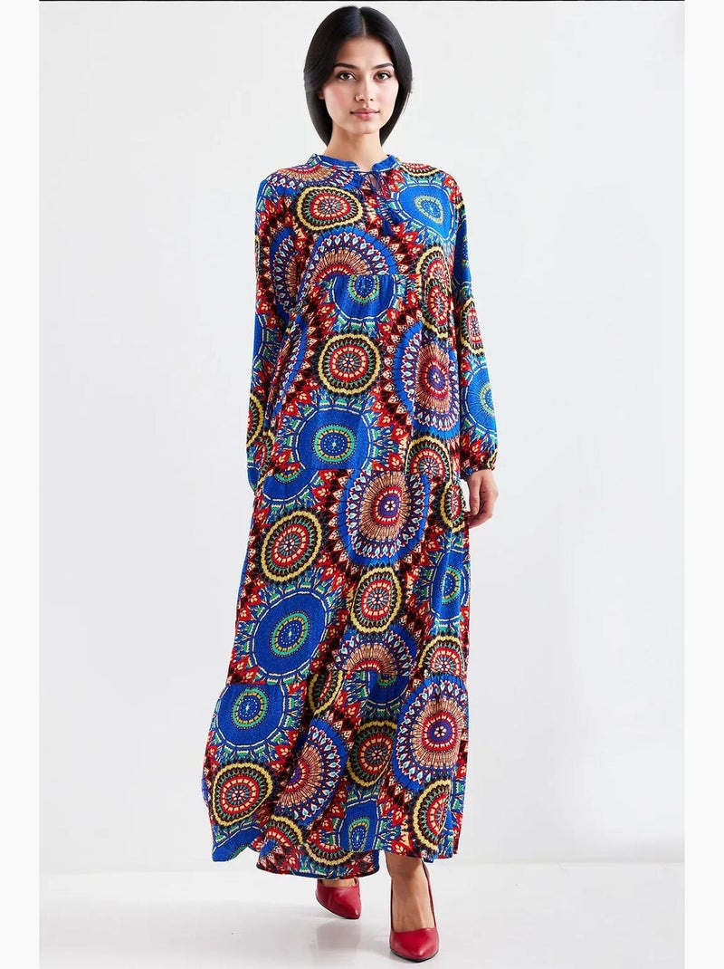 Vestido largo con detalle de lazo bdart Azul cobalto - Kiabi