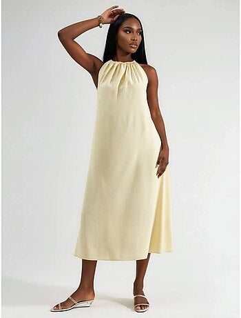Vestido largo con detalle drapeado busem