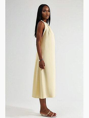 Vestido largo con detalle drapeado busem