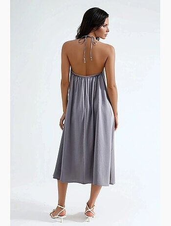 Vestido largo con detalle drapeado busem